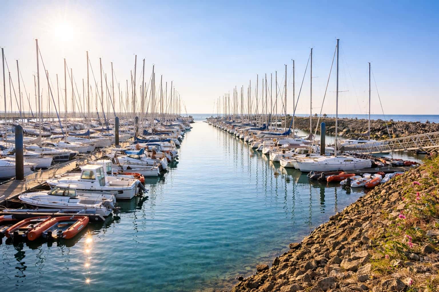 Vue d’un port et de sa digue