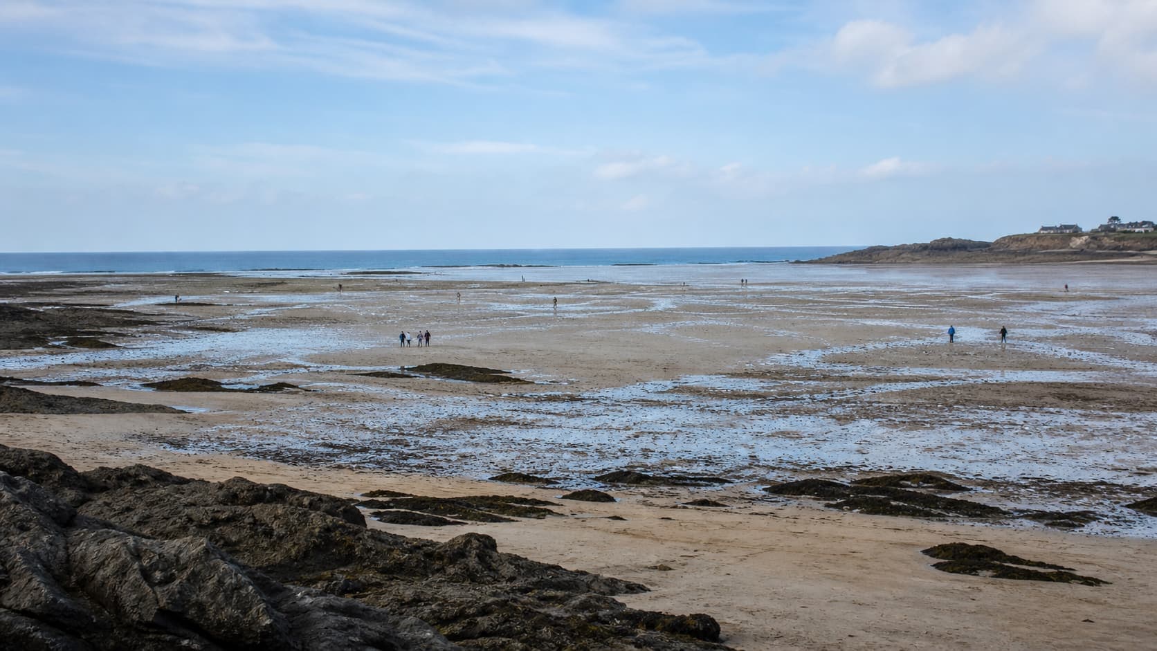 Grande marée 2026 sur le littoral français à marée basse