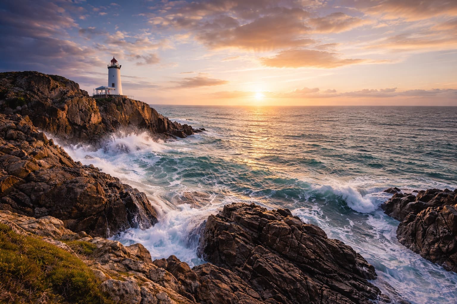 Côte rocheuse de Bretagne et ports de pêche