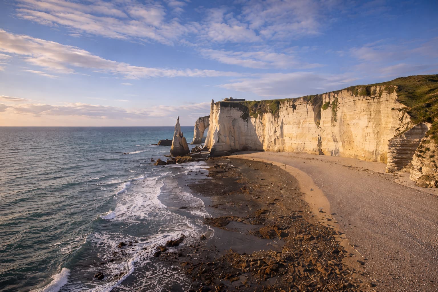 Côte de la Manche avec ports et falaises