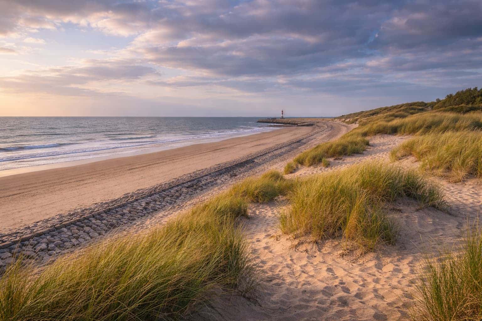 Côte de la mer du Nord avec plages et ports